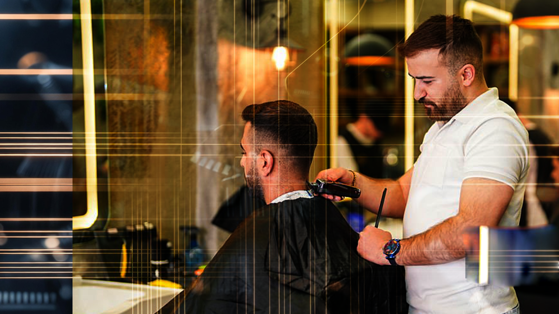 Barber cutting a client's hair